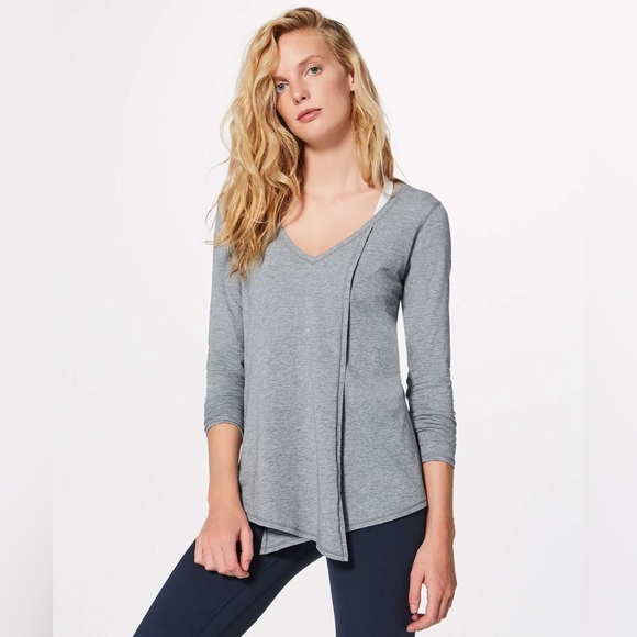 Lululemon Knot A Problem Long Sleeve Heathered Medium Grey Women’s Size 10 - Picture 1 of 7